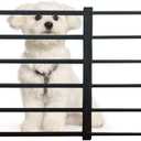 Short Dog Gate, 9.4" H Expandable Puppy Gate for Doorways 22-35.4W to Step Over Pressure Low Pet Gate Adjustable Safety Dog Doors for Stairs Windows Gate White (Small, Black)