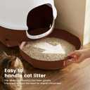 Hidden Cat Litter Box with Faux Plant & Scoop, Drawer Decorative Litter Box Enclosure with Odor Controlled Carbon Filter, Effortless Refilling, Scooping & Cleaning, Leak-Proof Design, Brown