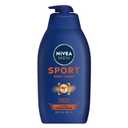 NIVEA MEN Sport Body Wash with Revitalizing Minerals, Tangerine and Pepper Scent, 3-in-1 Men's Body Wash, Face and Hair, Paraben Free, Vegan Formula, 30 Fl Oz Pump Bottle