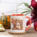 Hyturtle Fall Coffee Mug, Cute Ghost Reading Book Mug, Maple Leaves Pumpkin Autumn Gifts For Men Women On Birthday Thanksgiving Christmas, Book Lovers Gifts, 11oz White Orange Ceramic Coffee Tea Cup