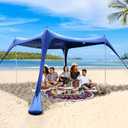Sportneer Beach Tent, 10x10FT Beach Canopy Sun Shelter UPF50+ with Sandbags, Sand Shovels, Ground Pegs & Stability Poles, Outdoor Beach Shade Canopy for Beach Camping Fishing