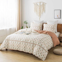 HoneiLife 3pc Duvet Cover Queen Size - 100% Cotton Comforter Floral Breathable Duvet Cover with Zipper Closure & Corner Ties, Orange