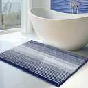 Bathroom Rugs Non Slip-Chenille Bath Mat Shower Rug Soft Water Absorbent Bathmat-Bath Rug in Front of Bathtub Sink Bathroom Floor-Quick Dry Machine Washable-Navy Blue 20" x 32"