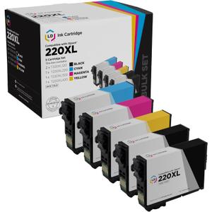 LD Products Remanufactured Replacement for Epson 220XL Ink Cartridges 220 XL (2 T220XL120 Black 1 T220XL220 Cyan 1 T220XL320 Magenta 1 T220XL420 Yellow 5-Pack) for XP-320 XP 420 WF-2650 WF2660 WF-2750