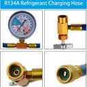 R134a Refrigerant Recharge Hose Kit with BPV31 Piercing Valve for Bullet,Charging Hose Refrigerant Can Tap with Gauge,R134a can to R-12/R-22 port