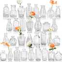 Der Rose Glass Bud Vases Set of 32 Small Clear Flower Vases for Rustic Wedding Centerpieces Table Decorations and Home Office Decor(Clear)