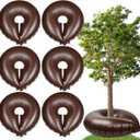 Roshtia 6 Pack 15 Gallon Tree Watering Ring Bag Slow Release Reusable Tree Bag Bulk Heavy Duty Automatic Drip Irrigation Ring PVC Root Water System for Garden Newly Planted (Brown)