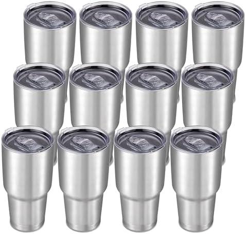 Cool Yoleb 30 oz Tumbler with Lid Stainless Steel Tumblers Bulk Vacuum Insulated Cup Reusable Powder Coated Travel Mug Double Wall Leak Proof Cups Keep Cold Drinks for 12 Hours Stainless, Set of 11