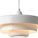 Mid Century Pendant Light Fixtures Ceiling Pendant Lighting 3-Layer Metal Shade Design Vintage Flush Mount Light for Dining Table Kitchen Island Hallway (White)