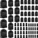Joinfworld 72pcs Cable Glands Kit Waterproof Strain Relief Cord Connector Grip Weatherproof Cable Pass Through PG7 1/4" 1/2" 3/4" 1" NPT Wire Grommet