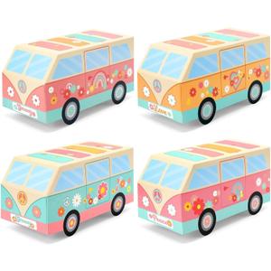 Sinasasspel 12PCS Hippie Party Favor Boxes Two Groovy Birthday Party Decorations Hippie Bus Gift Treat Goodie Candy Paper Boxes Boho Rainbow Back to School Retro 60s Theme Table Centerpieces