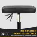 WKWKER Rolling Stool Height Adjustable 360 Swivel Stool with Wheels Square Seat PU Leather Rolling Stool for Bedroom Counter Shop Salon Massage Home Office Desk (Black)