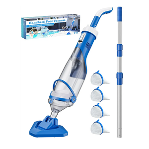 Teguy Cordless Pool Vacuum with Telescopic Pole, 18.5 GPM Powerful Suction, 1.5H Supercharge Technology, Handheld Rechargeable Pool Vacuum Cleaner for Above Ground/Inground Pools, Hot Tubs, Spas