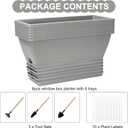 Window Box Planter, 6 Packs 17 Inches Rectangle Planters Box with Drainage Holes and Trays, Vegetable Planters for Windowsill Patio Garden Home Decor Porch Yard Light Gray