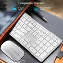 SABLUTE Bluetooth Keyboard and Mouse for Mac 7-Color Backlit, Multi-Device, Rechargeable, KMA1pro Full-Size Wireless Keyboard Mouse Combo with Quiet Scissor-Switch Keys for Mac (Silver White)