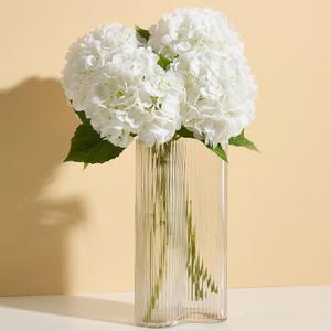 Real Touch White Hydrangea Artificial Flowers (4-Pack) -20" Faux Hydrangea Flowers with Long Stem & Leaves - Realistic Fake Hydrangeas for Home Decor Floral Arrangements Wedding Bouquets Centerpieces