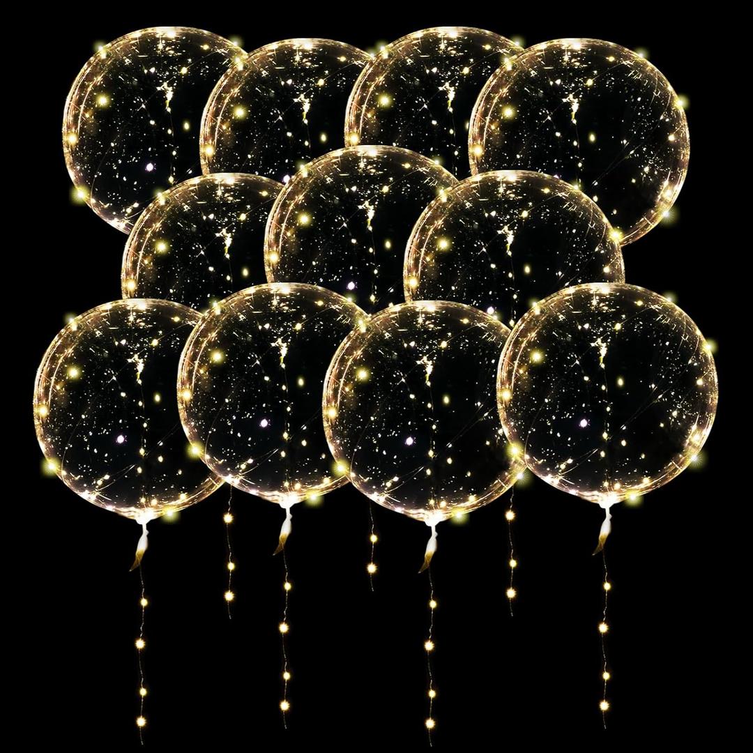 40 Pack Led Balloons Light Up with Warm White Lights | 40 Pcs Transparent Balloons and 40 Pcs Led Lights | Perfect Supply for Wedding, Birthday Party, Glow Stick Party