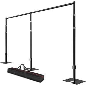 Pipe and Drape Backdrop Stand, 12x20ft Heavy Duty Adjustable Background Frame with Metal Base, Back Drop Holder for Parties Photography Wedding Photoshoot Decoration - Black