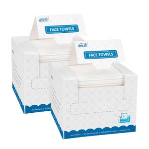 HOMEXCEL Face Towels, 100 Count (2 Box) Disposable Face Towelettes, Biodegradable Makeup Remover Dry Wipes, Super Soft Clean Facial Towels Wash Cloth for Sensitive Skin