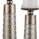 Creative Scents Dublin Silver Decorative Candle Holder Set of 2 - Home Decor Pillar Candle Stand, Coffee Table Mantle Decor centerpieces for Fireplace, Living or Dining Room Table, Gift Boxed