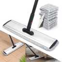 18 Professional Microfiber Mop Large Flat Mops for Floor Cleaning 4 Reusable Washable mop Pads Hardwood Cleaning System Wet and Dust Mop with 61in Long Stainless Steel Handle