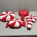 4 Pack Christmas Candy Shaped Pillows Xmas Decorative Cushions Candy Cane Throw Pillows Red White Peppermint Cushion Winter Home Couch Sofa Bedroom Decoration Gift 10-14 Inch