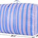 Nylon Woven Bag, Large Moving Bags with Zipper & Handles, Quilt Clothes Storage Bags Totes Bins, Snake Skin Bag Packing Moving Boxes for College Supplies (Blue/White - 1 Pack)