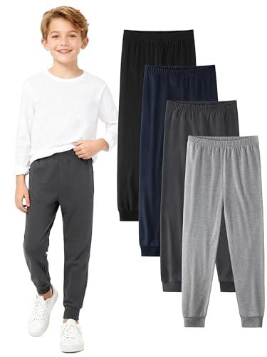 Cvaoo 4 Pack Boys m Cotton Pants - Boys Long Underwear Thermal Pants Bottom Joggers for Sports Everyday Activities