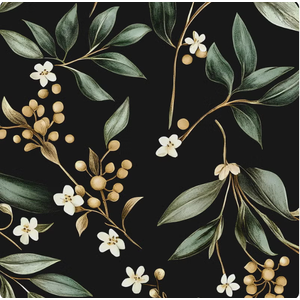 VOLEAAR Dark Peel and Stick Wallpaper Vintage â€“ Dark Green Leaf Removable Self-Adhesive Vinyl for Bathroom Bedroom Kitchen Drawer Cabinet, Black Green Gold Floral Wall Decor Retro Style 17.5" x 118"
