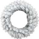 Flocked Christmas Wreath, Artificial White Pine, Holiday Door Decor