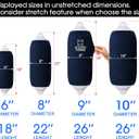 Boat Fender Covers 8" x 22"/10" x 26"/ 6" x 18" Fender Covers Marine Boat Bumper Sleeves for Twin Eye & Center Rope Tube Style Fenders, Black & Navy Blue, 3-Pack, Polyester (Boat Fender Not Included)