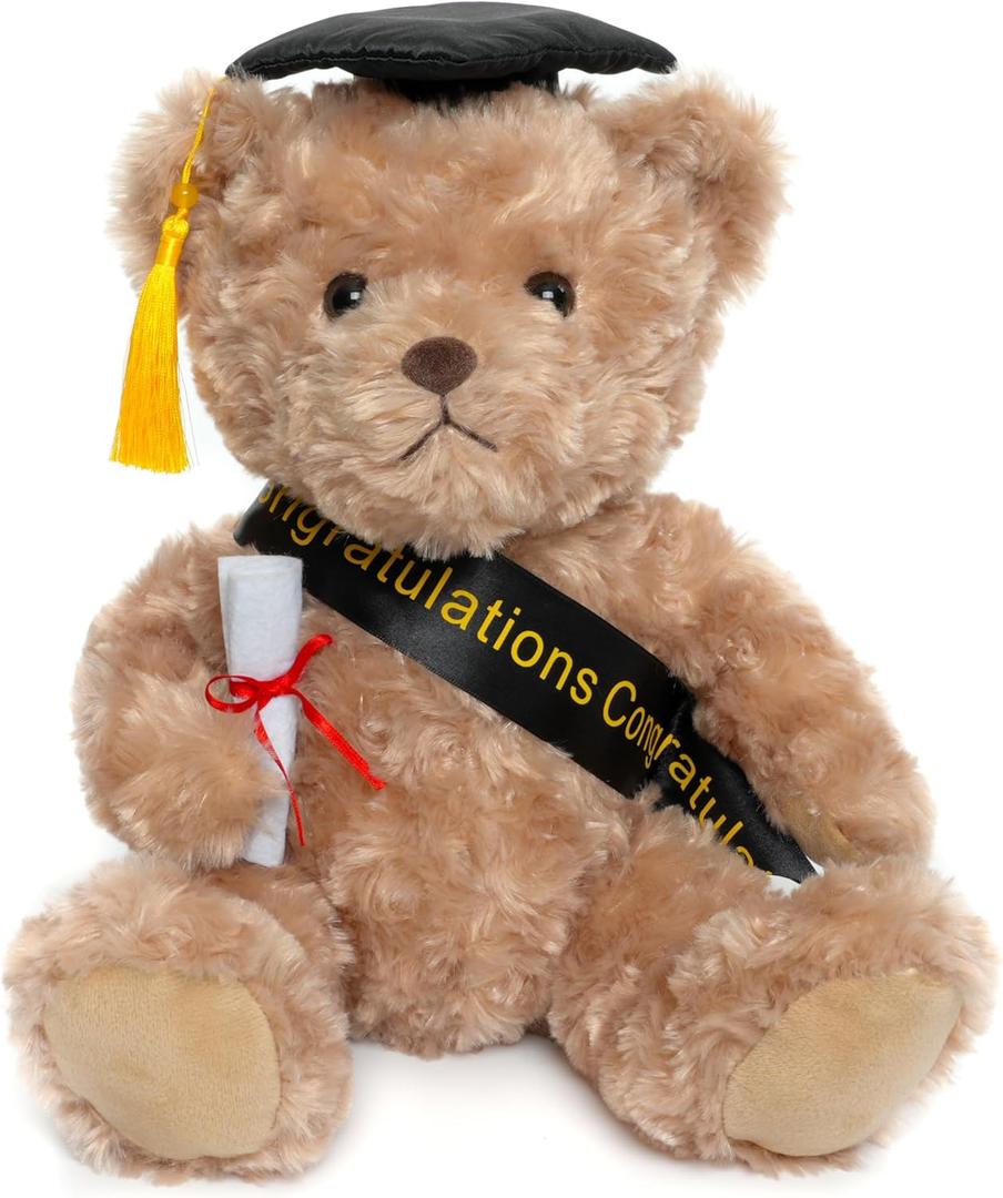 Graduation Gift Teddy Bear Stuffed Animal Plush Toy with Cap, Sash & Diploma, Graduation Gift for Kids, Students, Boys & Girls, 12 Inch