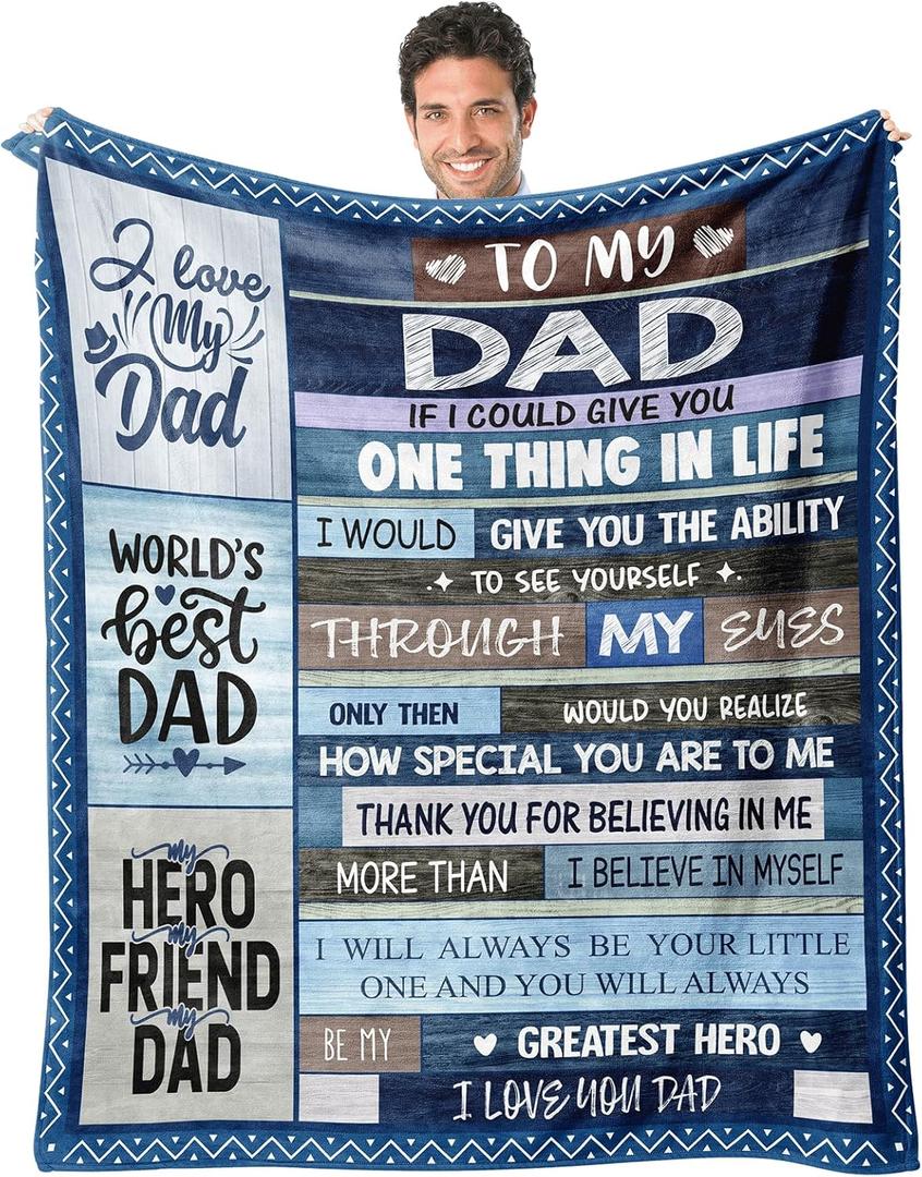 EliteOne Dad Blanket Gift from Daughter and Son - Hero Friend Blanket for Sofa Bed, Birthday for Father, 60''x80''