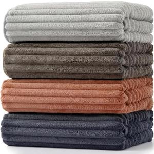 4 Pcs Extra Large Bath Towel Set 40x80'' Oversized Bath Sheet for Adult Microfiber Quick Dry Fluffy Absorbent Blanket with Hanging Loop for Pool Gym Body Shower(Neutral Earth Styles)