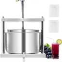 VEVOR 3.17 Gal/12L Fruit Wine Press, 2 Stainless Steel Barrels, Manual Juice Maker, Cider Apple Grape Tincture Honey Olive Oil Making Press with Triangular Handle for Outdoor Kitchen Home