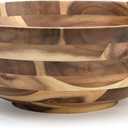 Lipper International Acacia Footed Round Flared Serving Bowl for Fruits or Salads, Large, 13.75" Diameter x 5" Height, Single Bowl