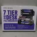 Simple Trending 7 Tier Desk File Organizer, Letter Tray Paper Organizer with Pen Holder and Metal Hanging Basket, Black