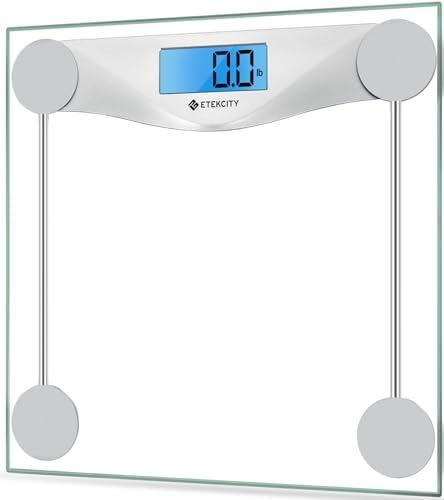  Etekcity Digital Body Weight Bathroom Scale, Large Blue LCD Backlight Display, High Precision Measurements,6mm Tempered Glass, 400 Pounds 