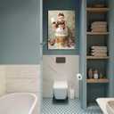 NTEUMM Christmas Wall Art Snowman Wall Decor Snowman on The Toilet Christmas Pictures Home Decorations Winter Scene Painting Farmhouse Poster Living Room Wall Art Canvas Prints Canvas Roll 16x24 inch (Color2-Unframed)