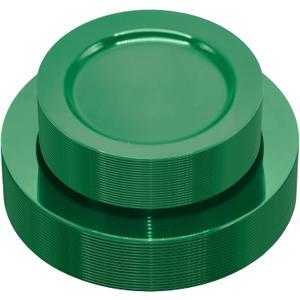 50 PCS Green Plates Disposable, Heavy Duty Green Plastic Plates include 25 Dinner (10.25") & Dessert (7.5") for Birthday, Golf Party Decorations, Graduation Party, Picnic