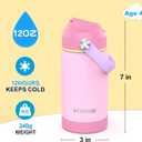 Kids Insulated Water Bottle with Straw,12 oz Kids Cups with Stainless Steel Leak Proof for School Daycare Boys Girls(Pink)