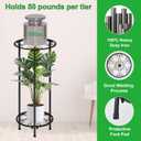 CASIMR Plant Stand Indoor Outdoor, Metal Rustproof Flower Shelf 2 Tier 23.9 inch, Tall Multiple Plant Pot Holder Rack for Garden Patio Living Room Corner Balcony, 2 Pack Black