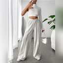 ODIZLI Women's High Waist Wide Leg Pants Casual Trousers Sweatpants Lounge Wear Fashion (Gray, S)