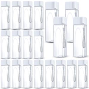 Nuogo 20 Pcs Water Bottles Bulk 17 oz Plastic Sports Water Bottles for Kids Adults Reusable Leak Proof Portable Large Drinking Cups for School Outdoor Gym Travel Fitness(White)