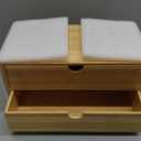 Wisuce Bamboo Desk Drawer Organizer, Desktop Organizer with Drawers Tabletop Storage Organization Box for Office Home Toiletries Supplies Vanity, No Assembly Required(2 Drawers)