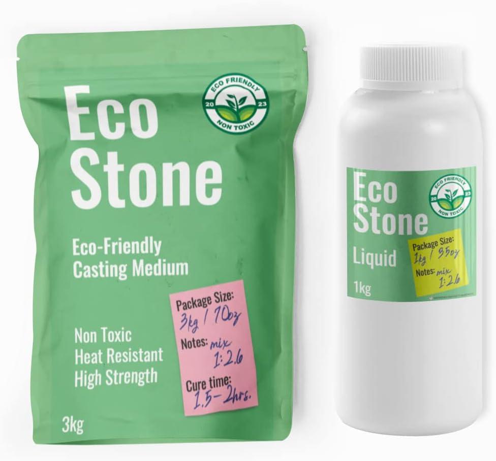 Eco Stone Casting Resin Kit  Non-Toxic Plaster of Paris Alternative  Fast Curing & Demolding, Water-Based Formula for DIY  Easy to Use Acrylic Resin Powder Kit (3.6kg, 7.5lbs)