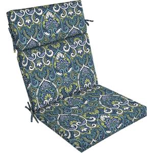 Arden Outdoor Chair Cushion, 21 x 20, Rain-Proof, Fade Resistant Sapphire Aurora Blue Damask