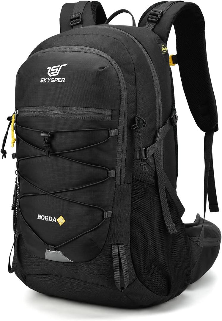 SKYSPER Hiking Backpack for Men Women, 35L Travel Backpack Waterproof Camping Backpack Outdoor Lightweight Daypack (Black)