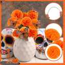 105 PCS Artificial Marigold Flowers with 12 Orange Monarch Butterflies Decor, 3.5 Inch Silk Dia de Los Muertos Flowers for Altars, DIY Fiesta, Halloween, Diwali Bulk Orange Mexican Flowers