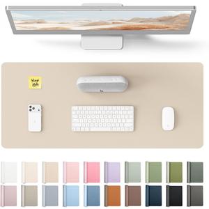 YSAGi Leather Desk Pad Protector, Office Desk Mat, Large Mouse Pad, Non-Slip PU Leather Desk Blotter, Waterproof Laptop Desk Writing Pad for Office and Home (23.6" x 13.8", Eggshell)